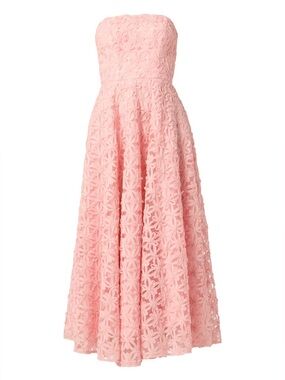 Shoshanna Strapless Floral Applique Maxi Dress